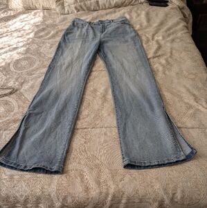 Boohoo Jeans Wide slit leg mid rise. 10